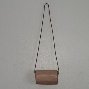 Mango Committed Collection Tan Leather Barrel Crossbody Boho Casual Bag